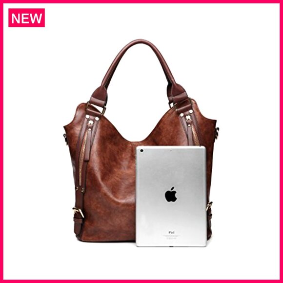 Large Capacity PU Leather Hobo Tote Bag with Adjustable Shoulder Strap